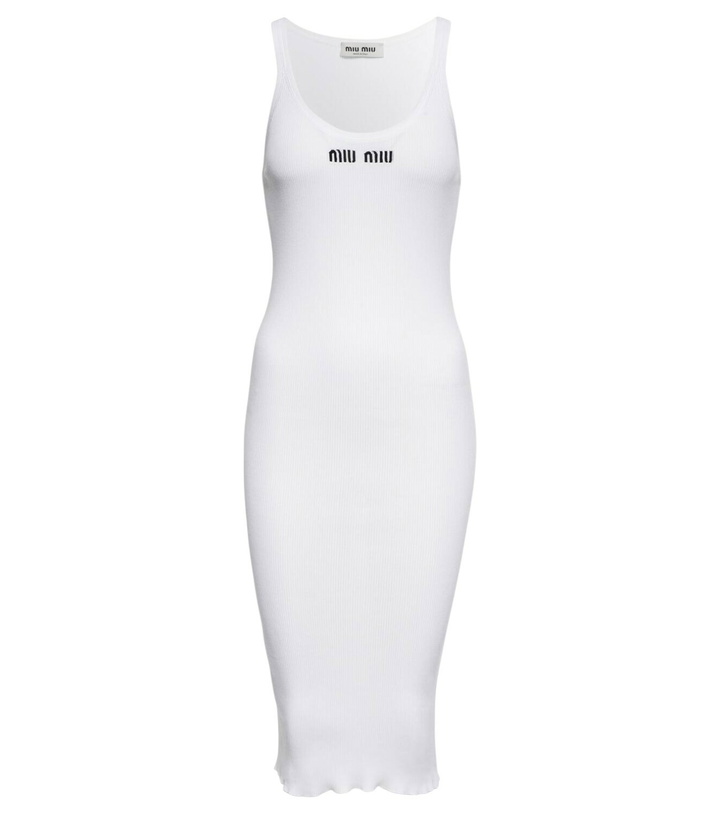 Photo: Miu Miu Logo cotton jersey midi dress
