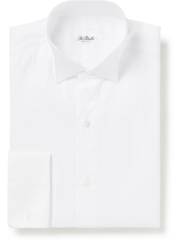 Photo: De Petrillo - Wing-Collar Bib-Front Double-Cuff Cotton Tuxedo Shirt - White