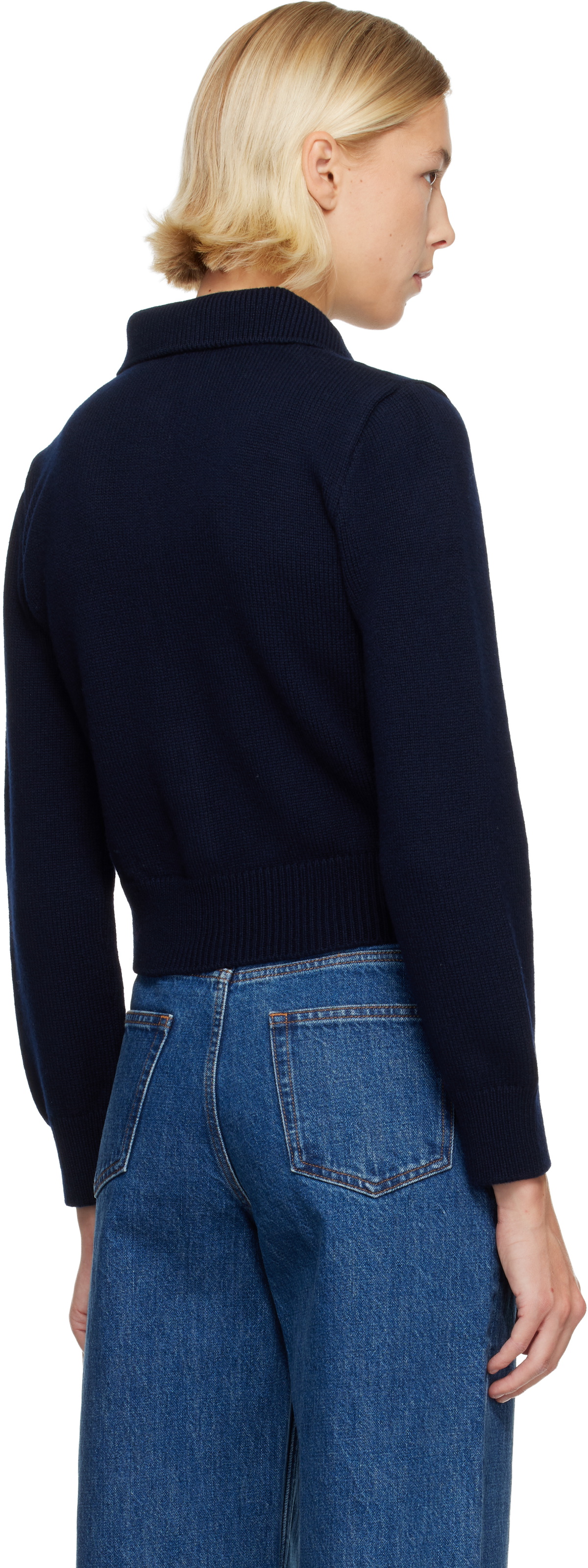 A.P.C. Navy Polo Shirt Collar Cardigan