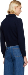 A.P.C. Navy Polo Shirt Collar Cardigan