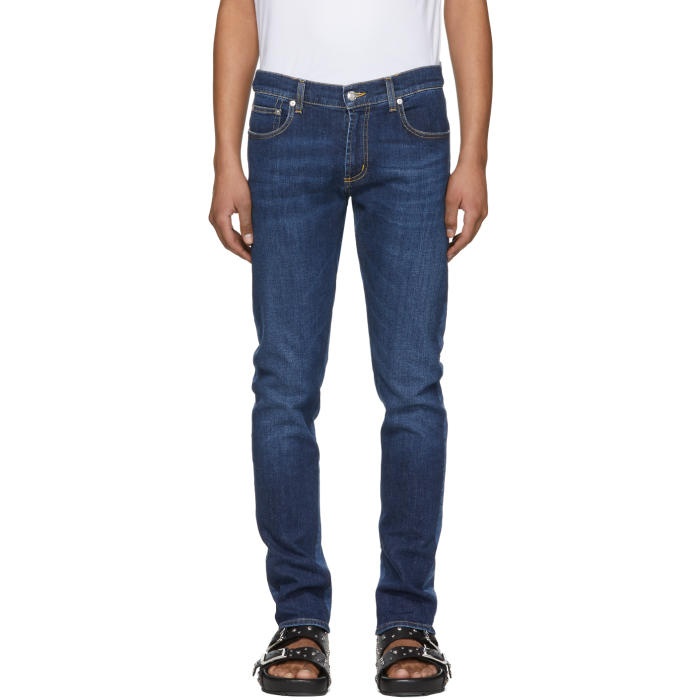 Photo: Alexander McQueen Blue Two-Tone Skinny Jeans