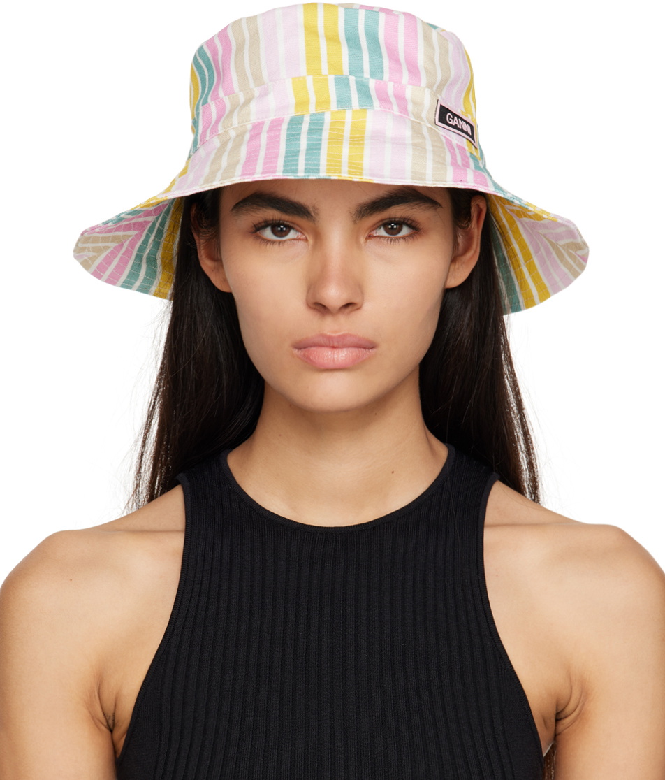 GANNI Multicolor Striped Tech Bucket Hat GANNI