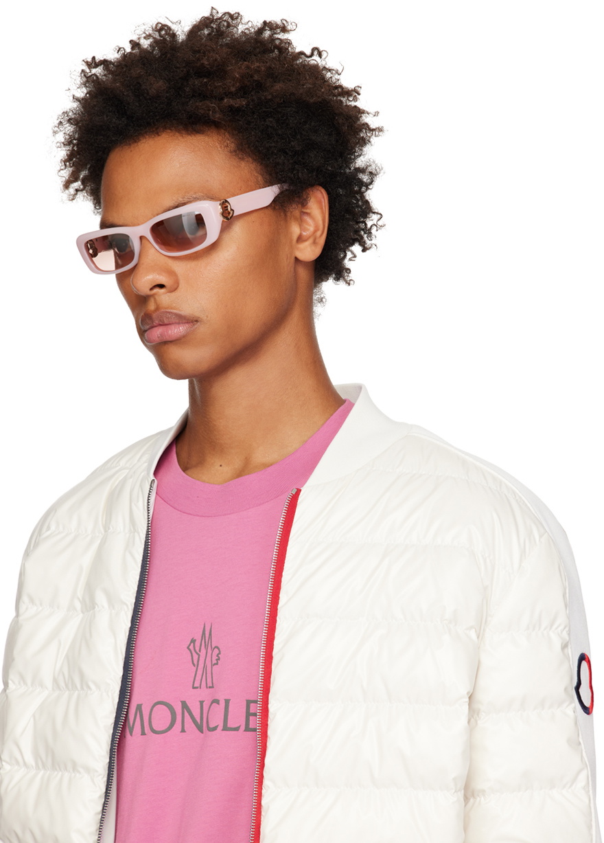 サングラス Moncler Sunglasses ML0233K 34Z Pink Mirror Asian Fit Moncler Eyewear Round Frame Sunglasses – Cettire