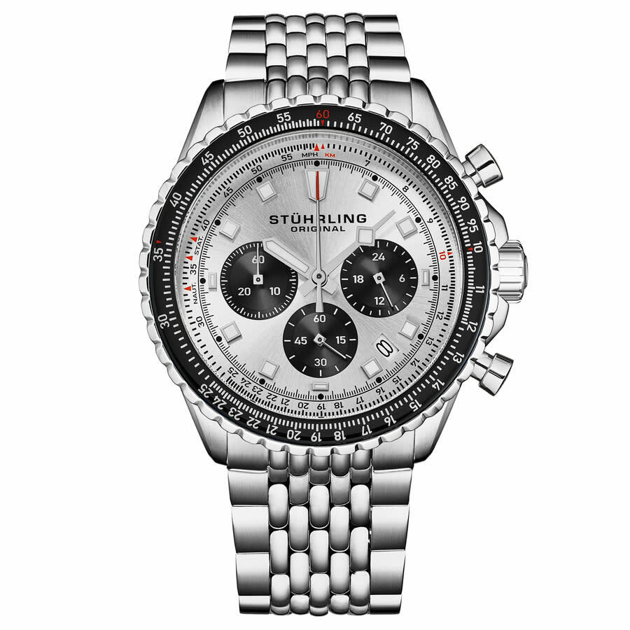 Stuhrling Original Monaco Chronograph Quartz Silver Dial  display picture 3