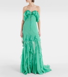 Costarellos Off-shoulder corset silk gown