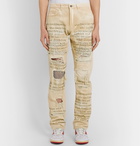 WHO DECIDES WAR by Ev Bravado - Slim-Fit Distressed Embellished Embroidered Denim Jeans - Neutrals