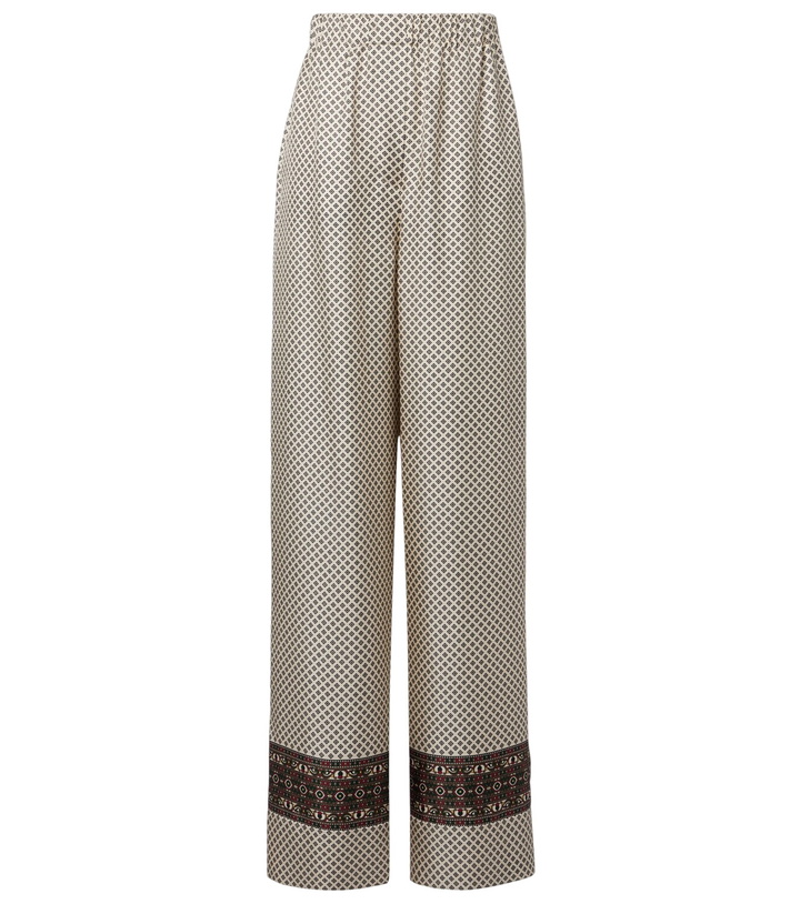 Photo: Loro Piana Valerio printed silk twill wide-leg pants
