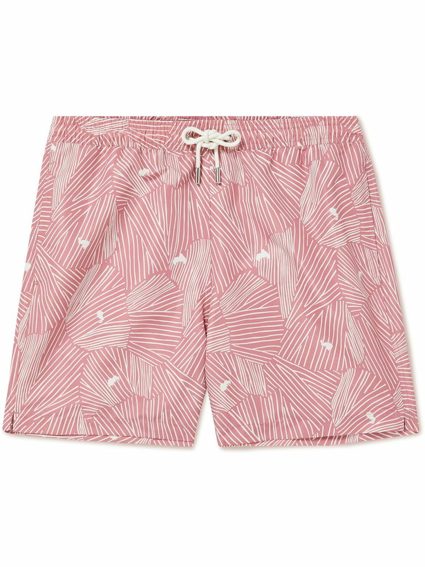 Photo: Mr P. - Straight-Leg Mid-Length Printed Recycled Swim Shorts - Pink