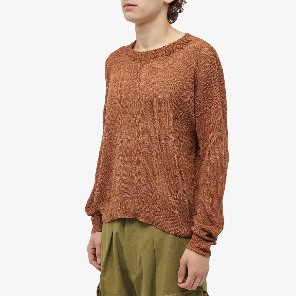 Story mfg. house sweater ストーリー knit Story mfg. Men's Spiral Crewneck House Knit in Terracotta