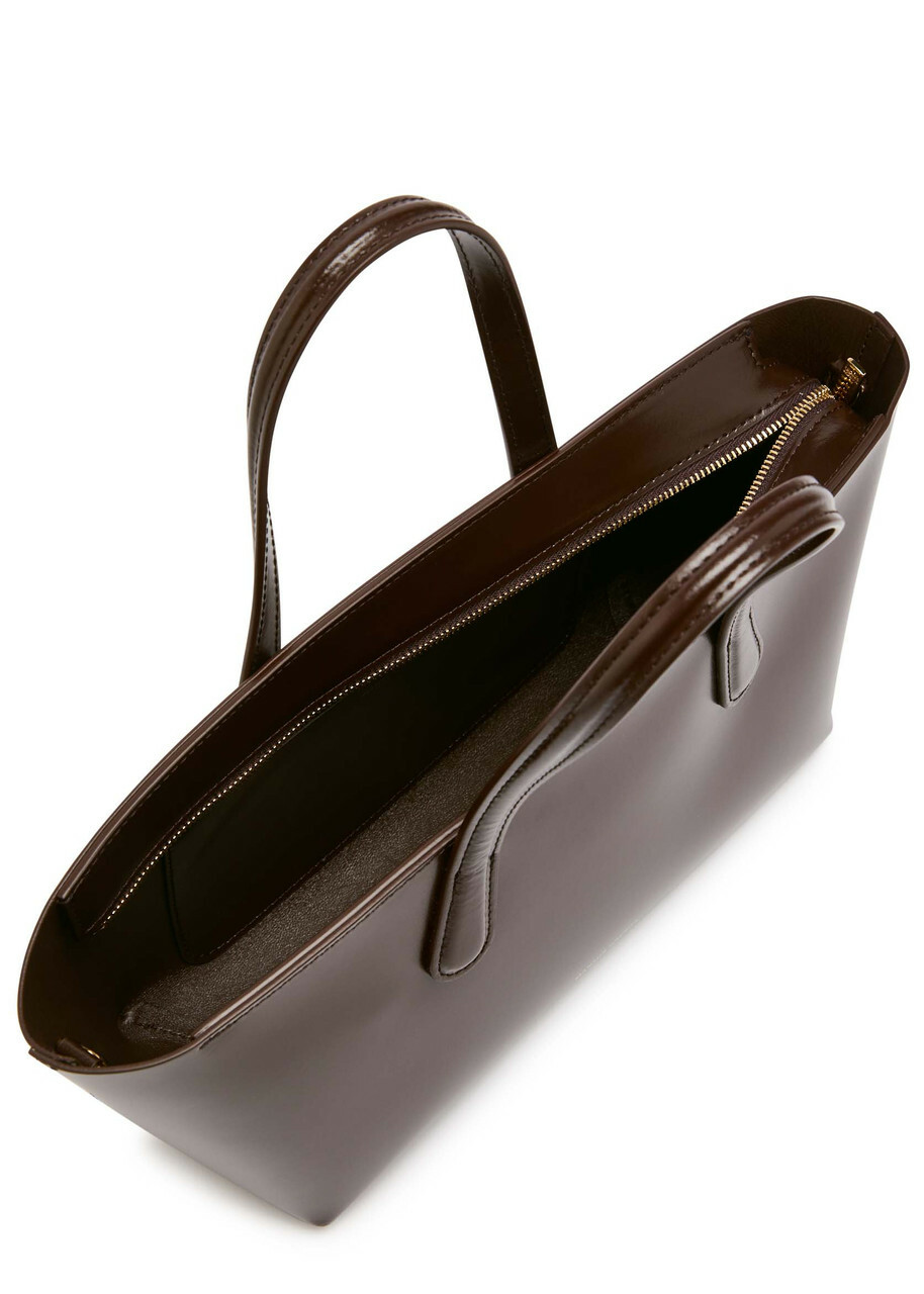Mansur Gavriel Mini Everyday Glossed Leather top Handle bag - Chocolate - One Size
