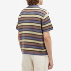 Brain Dead Men's Lifted Stripe Half Zip Polo in Blue Multi