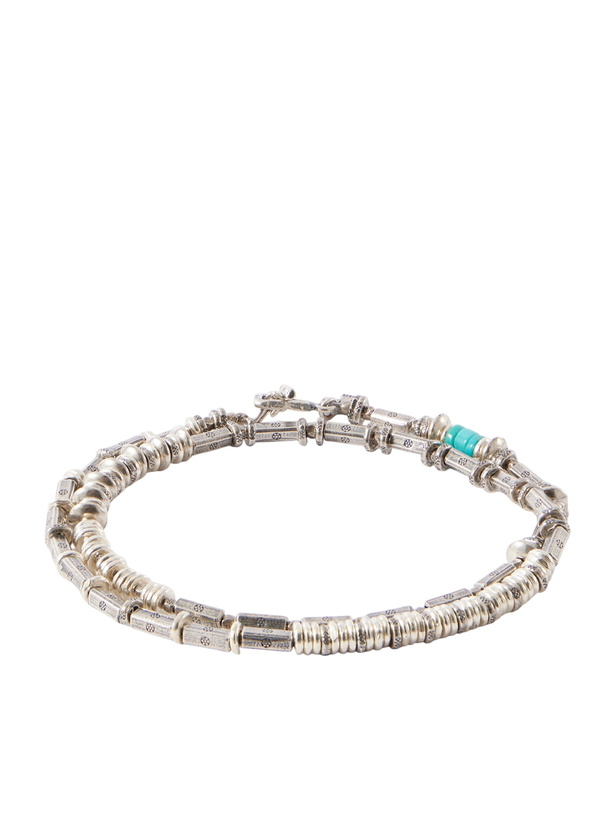 Photo: Peyote Bird - Patina Wrap Sterling Silver and Turquoise Bracelet - Silver