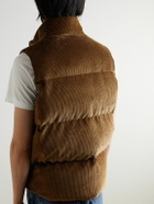 Drake's - Quilted Cotton-Corduroy Down Gilet - Brown