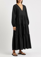 Matteau Tiered Cotton Maxi Dress Black