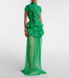 Dries Van Noten Ruffled silk muslin maxi skirt