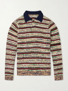 Sacai - Knitted Cotton-Blend Polo Shirt - Neutrals