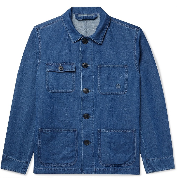 Photo: Altea - Cotton and Linen-Blend Denim Shirt Jacket - Blue