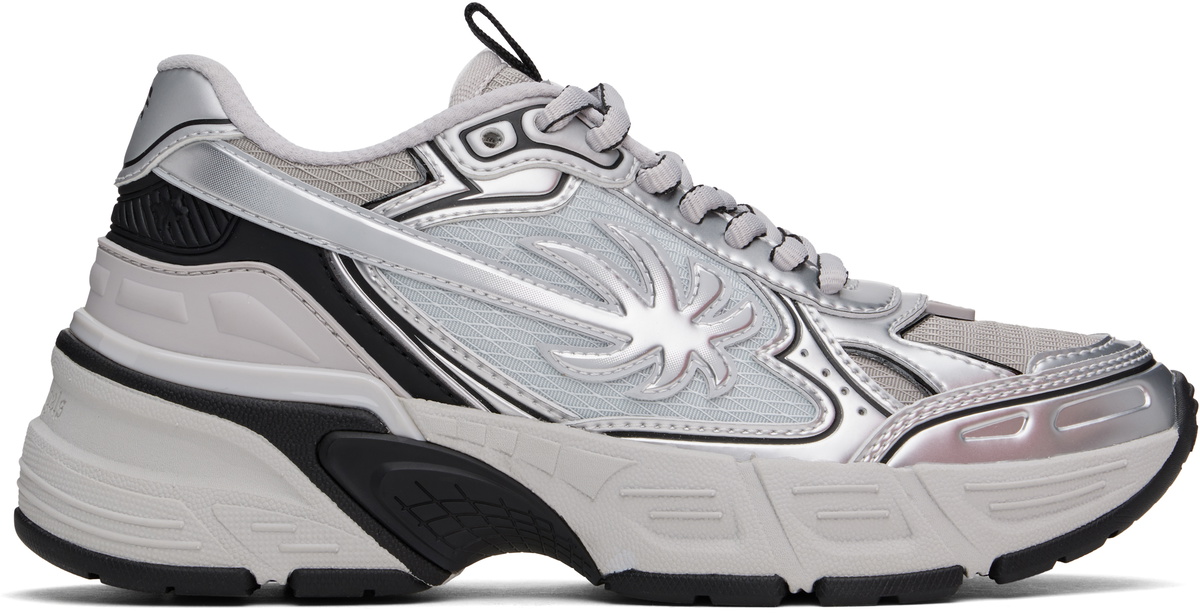 Palm Angels Silver PA 4 Leather Sneakers Palm Angels