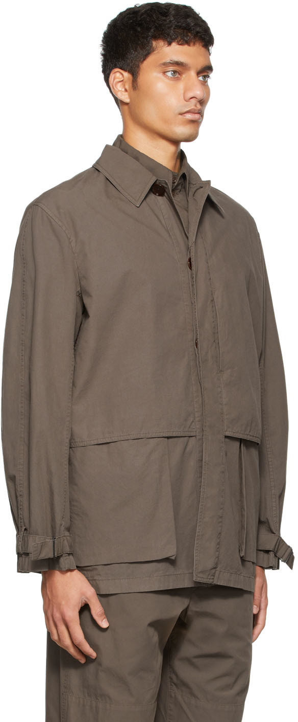 Lemaire Taupe Gabardine Storm Flap Jacket Lemaire