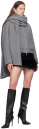 Blumarine Gray Felt Scarf Bomber