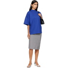 Jil Sander Blue Cotton Mock-Neck T-shirt