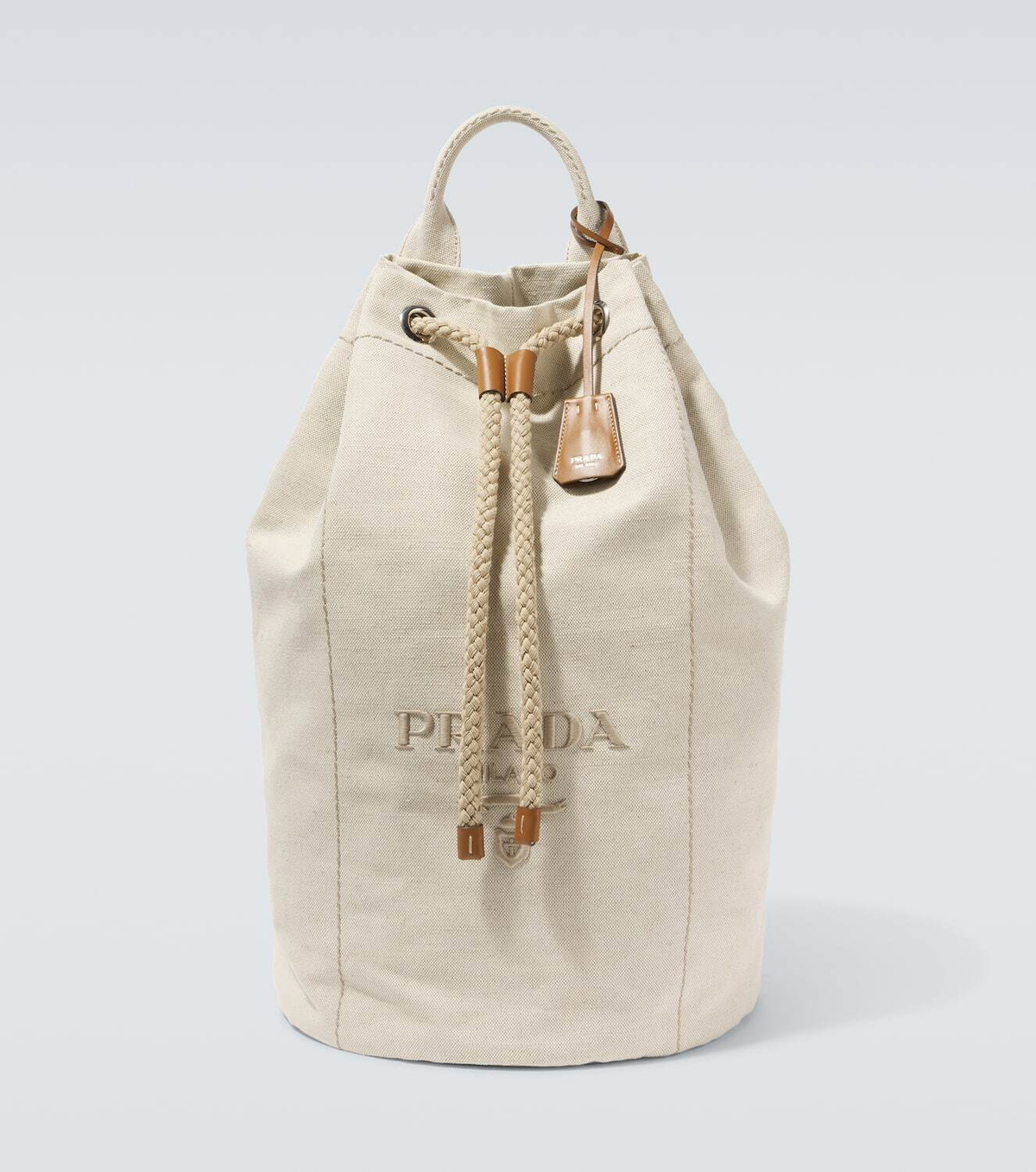 Prada Logo embroidered canvas duffel bag