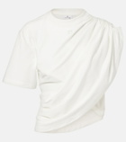 Courrèges Ruched asymmetric cotton jersey T-shirt