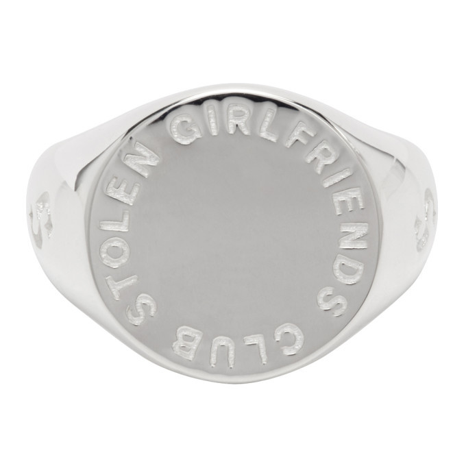 Stolen Girlfriends Club Silver Text Logo Sovereign Ring Stolen