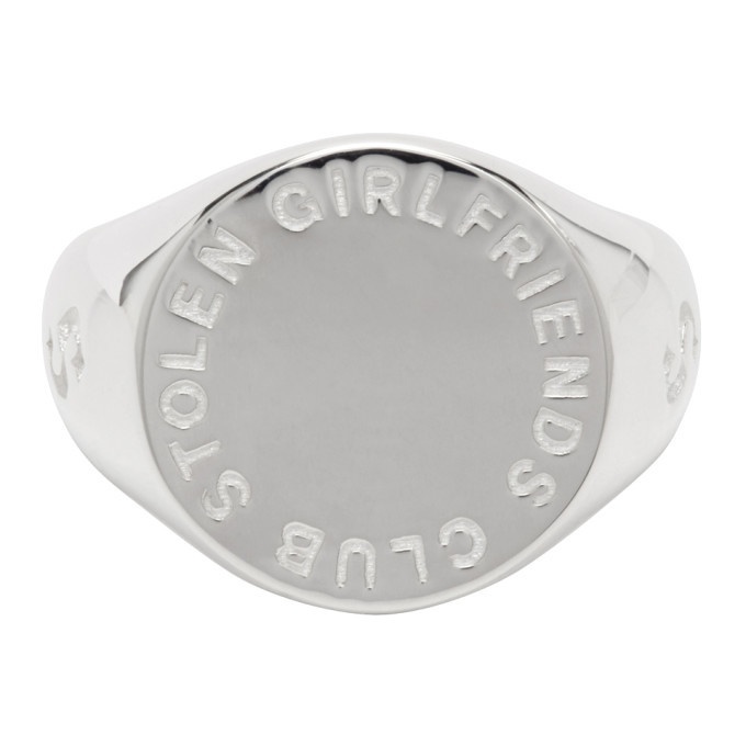 Photo: Stolen Girlfriends Club Silver Text Logo Sovereign Ring