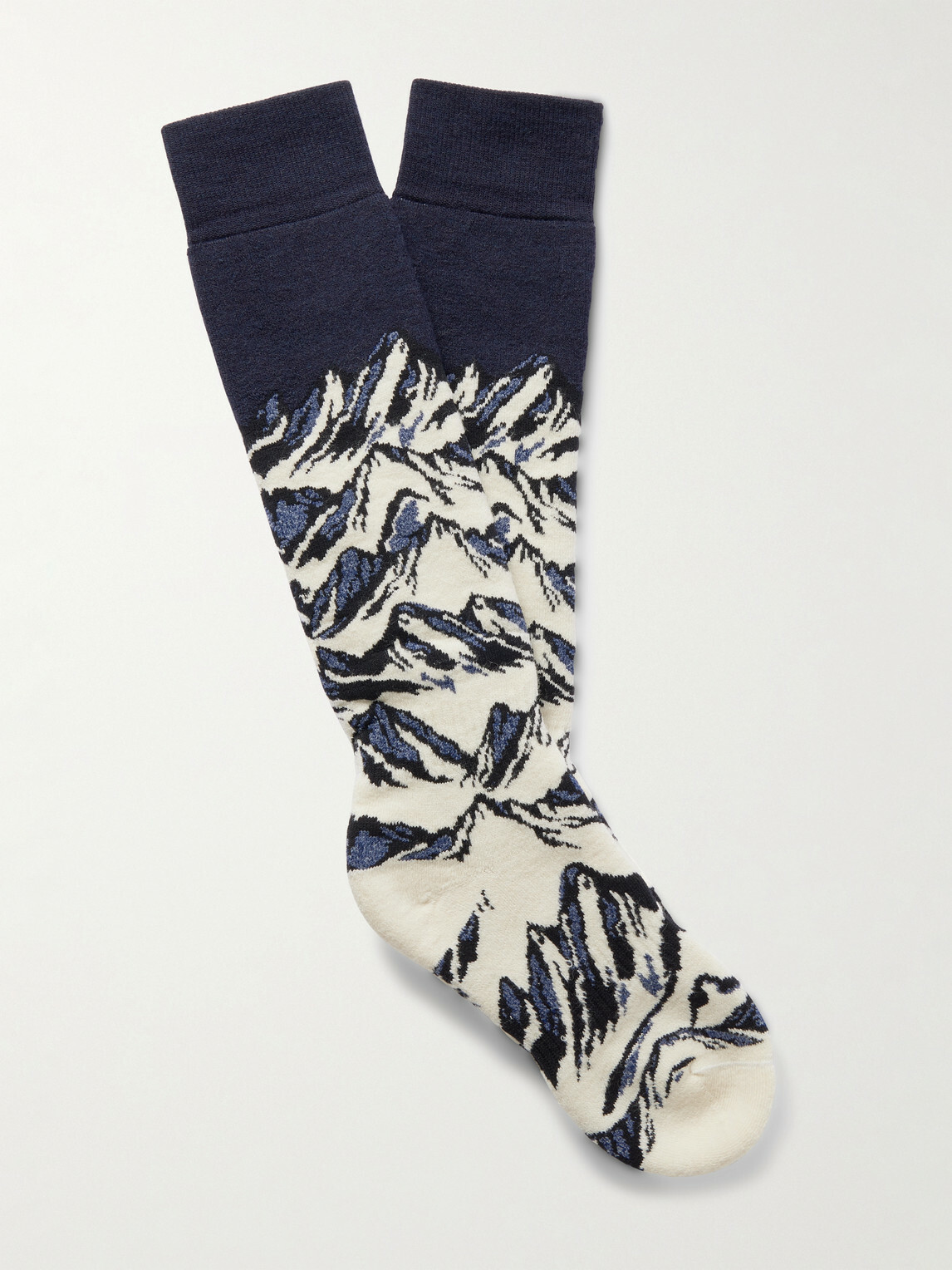 Fusalp - Mount III Ribbed Stretch Wool-Blend Jacquard Ski Socks - Blue