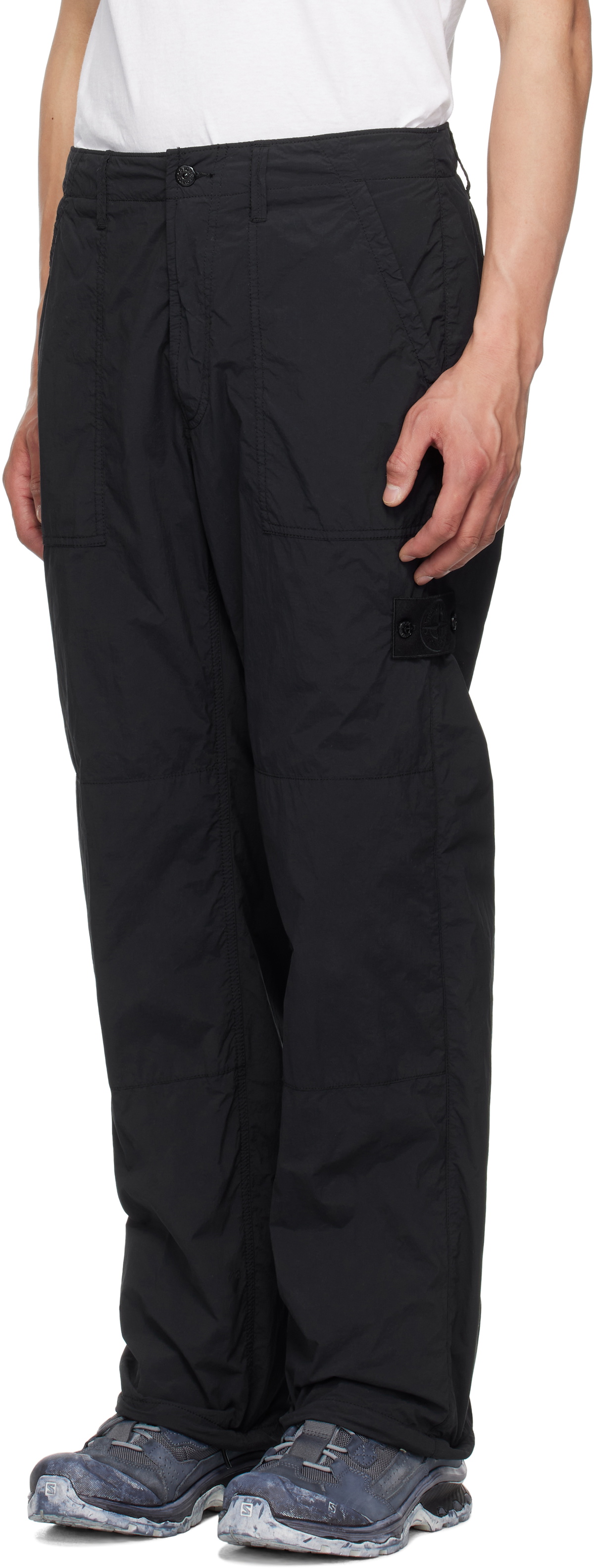 Stone Island Black Nylon Smerigliato Ghost Trousers Stone Island