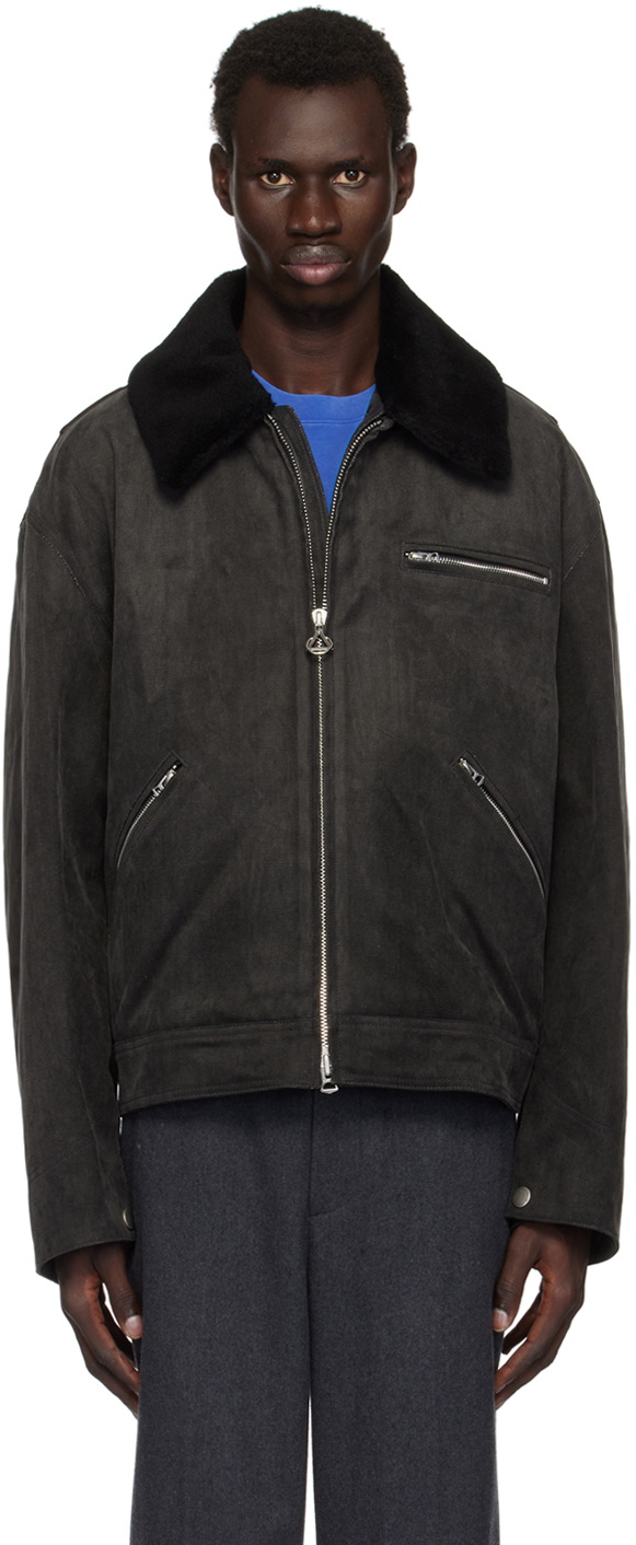 Solid Homme Black Peached Cotton & Down Jacket Set