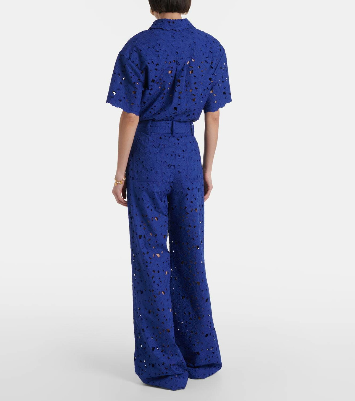 Rebecca Vallance Zaffre broderie anglaise cotton flared pants
