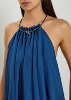 Zimmermann Aster Gathered Silk Maxi Dress Dark Blue