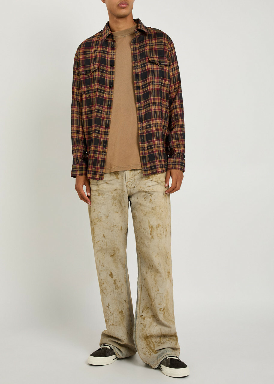 Acne Studios Dirt Effect Wide-leg Denim Jeans Beige