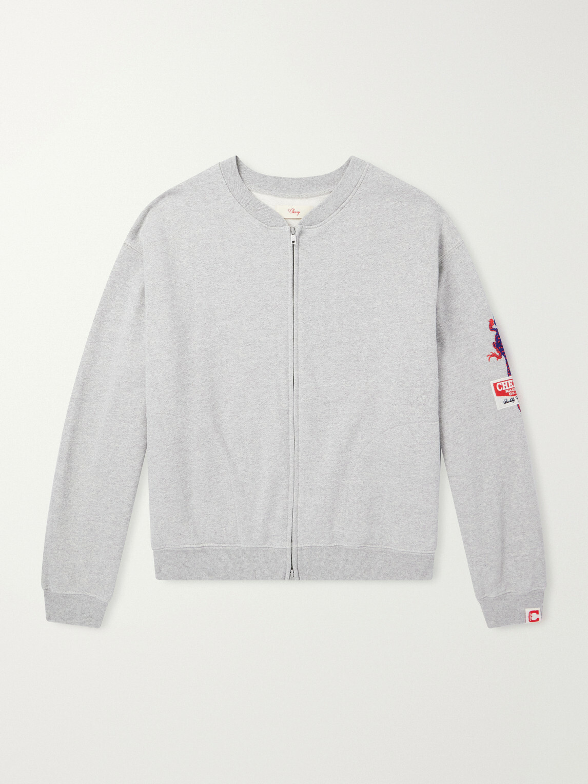 Cherry Los Angeles - Logo-Embroidered Cotton-Jersey Zip-Up Sweatshirt - Gray
