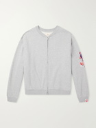 Cherry Los Angeles - Logo-Embroidered Cotton-Jersey Zip-Up Sweatshirt - Gray