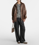 Brunello Cucinelli Monili suede-trimmed metallic leather sneakers