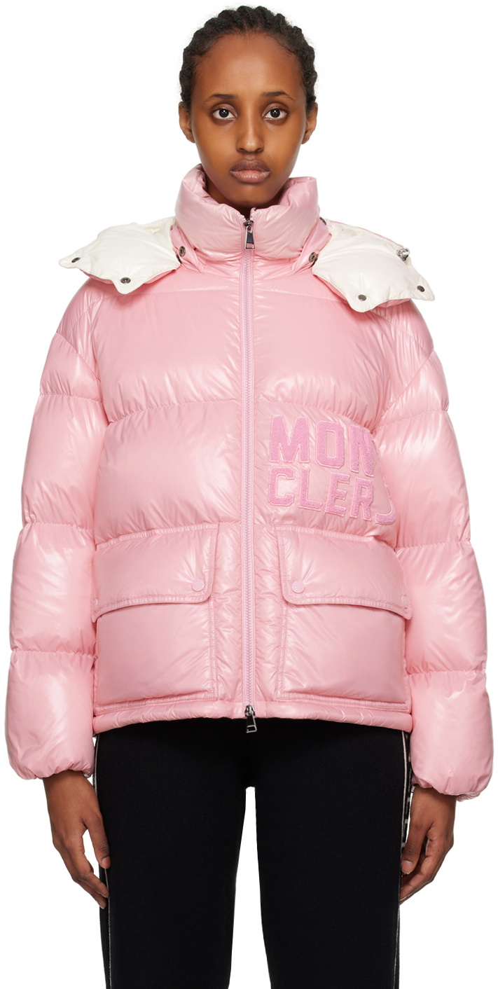 Moncler pink hot sale jacket velvet