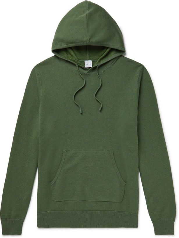 Photo: ASPESI - Cotton, Cashmere and Wool-Blend Hoodie - Green - IT 46