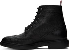 Thom Browne Black Classic Wingtip Boots