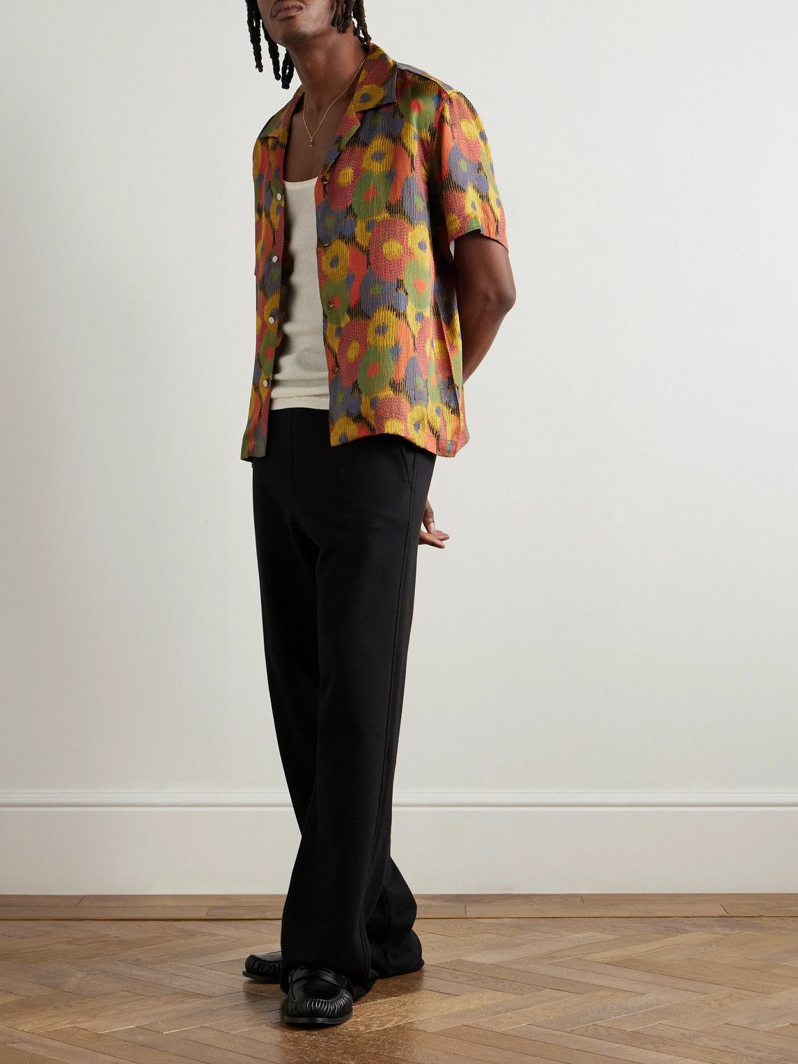 BODE - Fruit Pit Camp-Collar Printed Silk-Seersucker Shirt - Multi