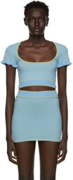 GUIZIO Blue Scoop Neck T-Shirt