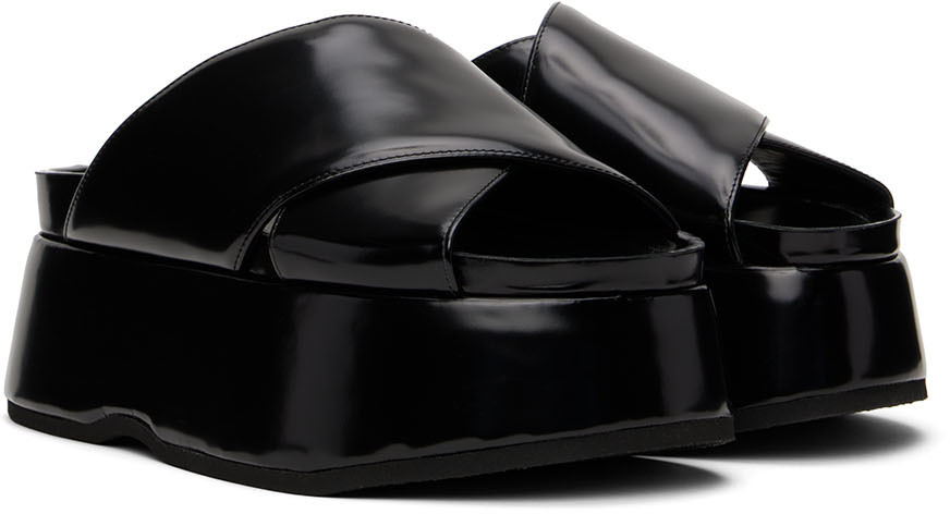Junya Watanabe Black Platform Kip Sandals Junya Watanabe