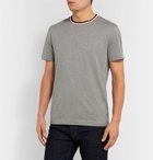 Moncler - Logo-Appliquéd Stripe-Trimmed Mélange Cotton-Jersey T-Shirt - Gray