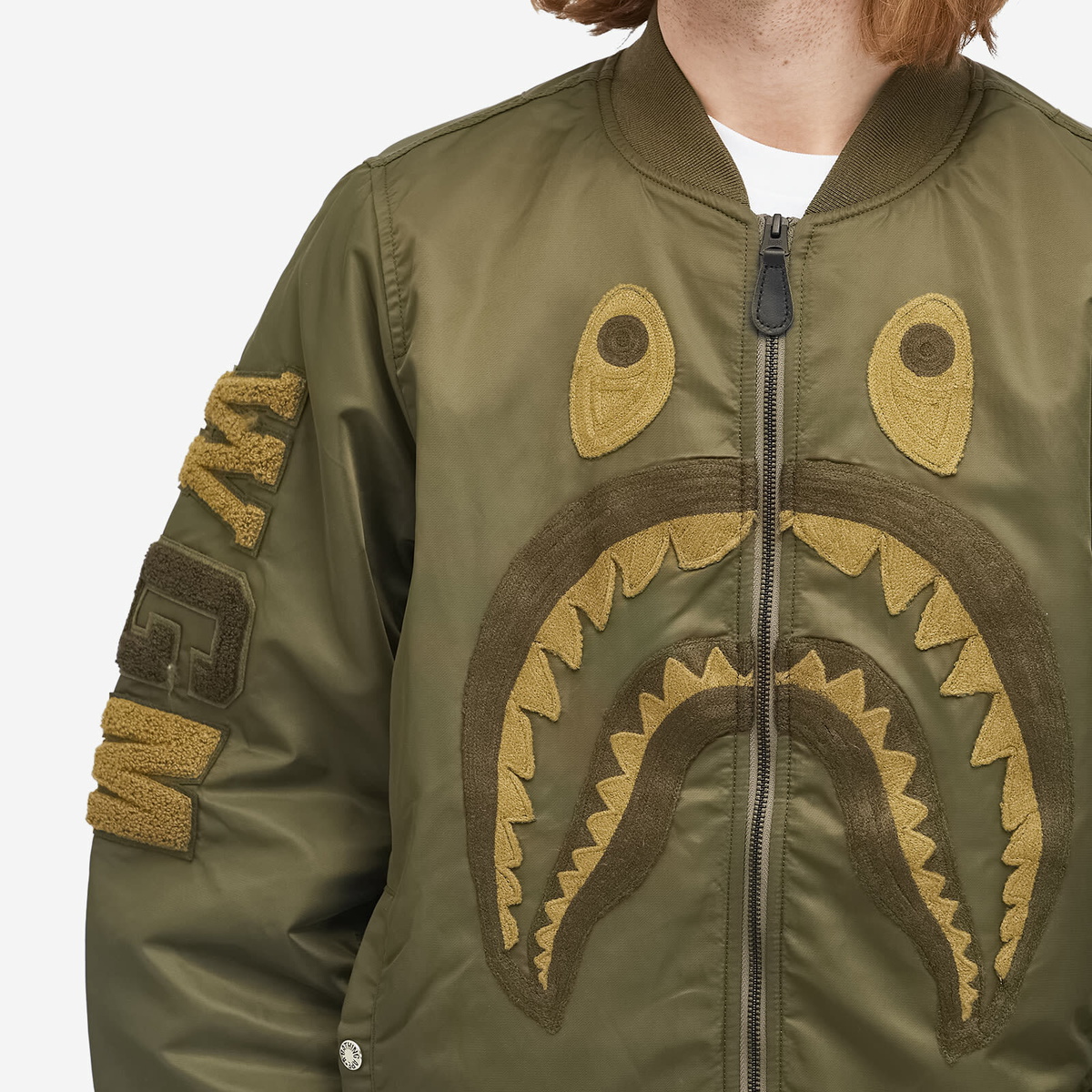 A Bathing Ape Men's Shark MA-1 Jacket in Olive