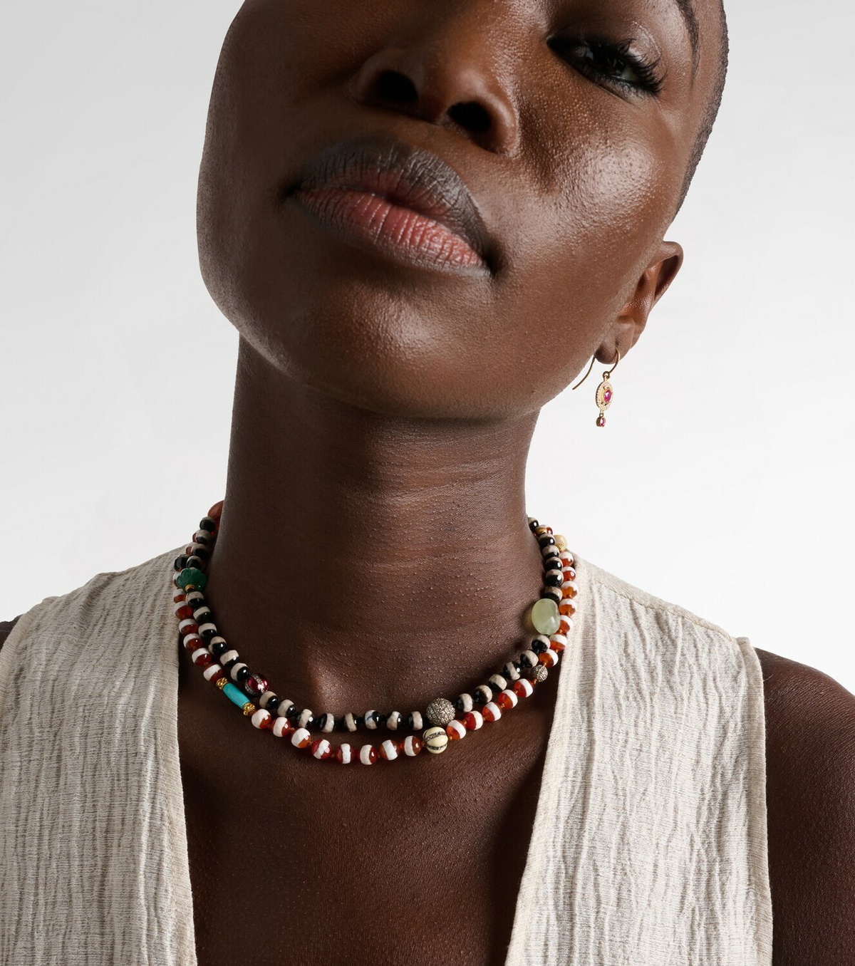 Ileana Makri Globetrotter beaded necklace with gemstones