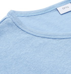 Onia - Chad Colour-Block Striped Linen-Blend T-Shirt - Blue