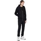 Balmain Black Debossed Zip-Up Hoodie