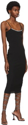 AREA Black Rib Knit Midi Dress